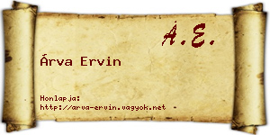 Árva Ervin névjegykártya
