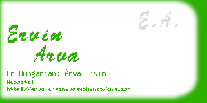 ervin arva business card