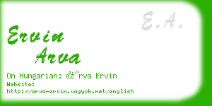 ervin arva business card